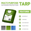 Heavy Duty Tarp Green  - Durable Tarpaulin Waterproof with Eyelets - Anytime Garden©