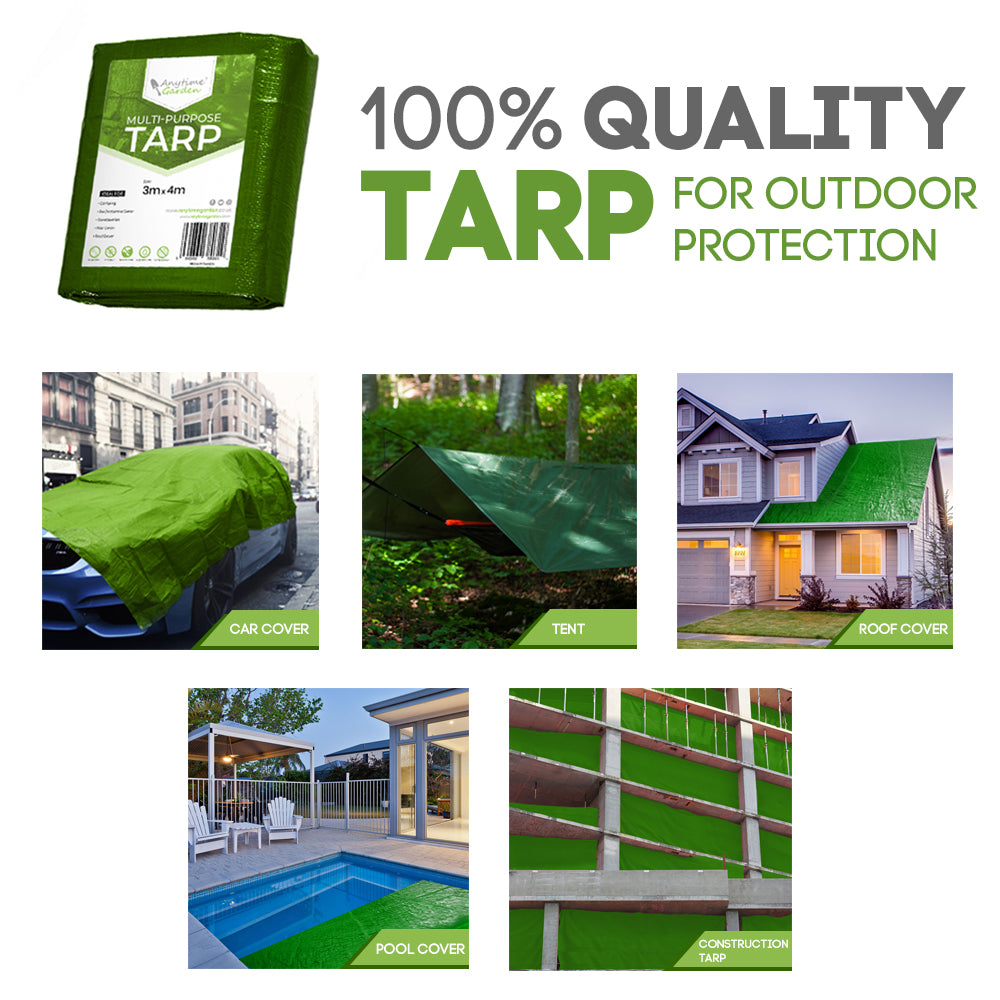 Heavy Duty Waterproof Tarps 16x16 Ft – 160 G/m² PE Tarpaulin With Reinforced Grommets For Roof, Camping, Pool, Boat, Outdoor Protection - View #8